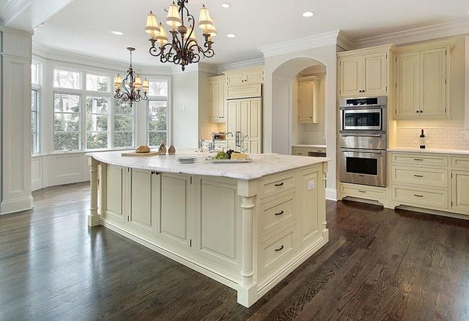 a high-quality photograph of laminate floors in a home in Beverly Shores